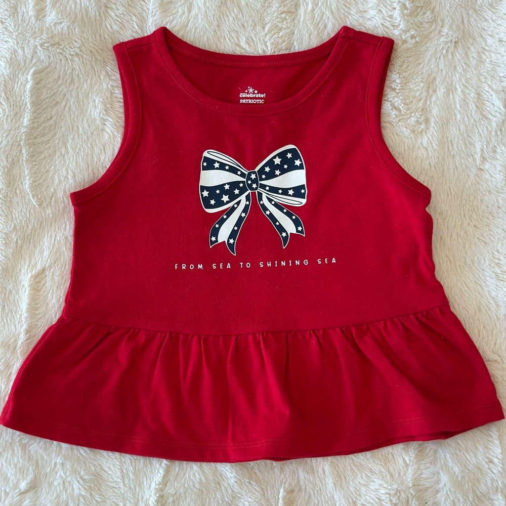 Celebrate It Red Tank Top with Bow Design